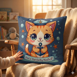 Coussin Chat de navigation Kawaii Pun d'ancre