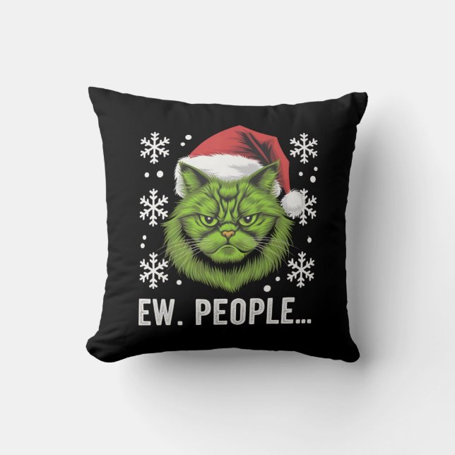 Coussin Chat de Noël drôle Ew personnes amateurs de chat m (Recto)