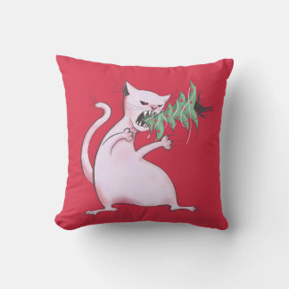 Coussin Chat de Noël Drôle Mal Kitty Xmas Arbre