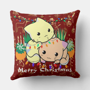 Coussin chat de noël mignon, personnaliser texte personnal