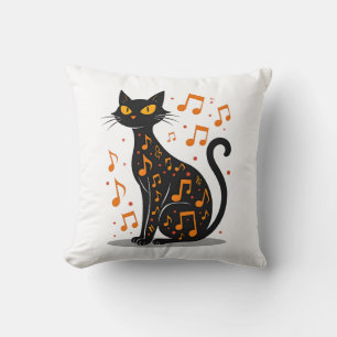 Coussin Chat de note de musique T-shirt Halloween note de
