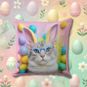 Coussin Chat de Pâques Whimsical avec oreilles lapin