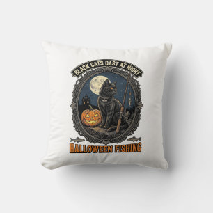 Coussin Chat de pêche Halloween Design de citrouille vinta