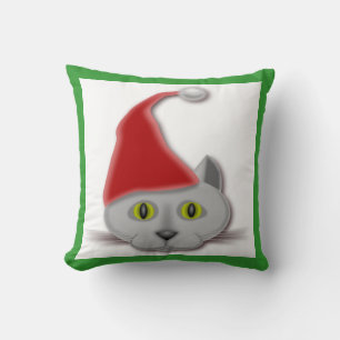 COUSSIN CHAT DE PÈRE NOËL "JOYEUX NOËL"