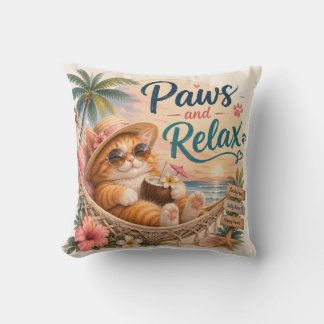 Coussin Chat de plage détendu