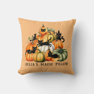 Coussin Chat de sorcière Jack-o'-lantern cadeaux magiques
