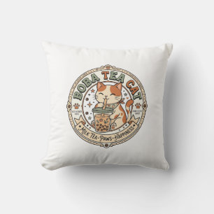 Coussin Chat de thé Boba Chat de thé Boba Vintage Vector A
