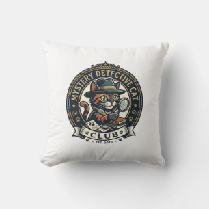 Coussin Chat Détective Mystère Chat T-Shirt Graphique Art 