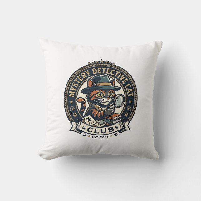 Coussin Chat Détective Mystère Chat T-Shirt Graphique Art  (Recto)