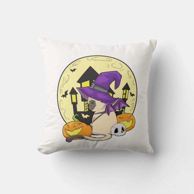 Coussin Chat d'Halloween (Recto)