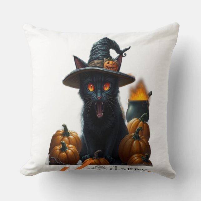 Coussin Chat d'Halloween  (Recto)