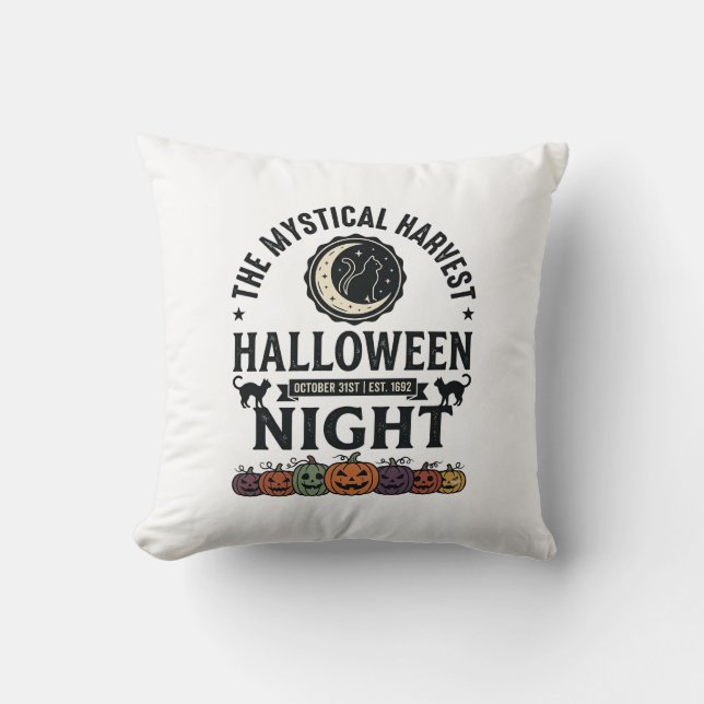 Coussin Chat d'Halloween Chats noirs Citrouilles Vintage D (Recto)
