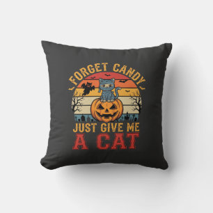 Coussin Chat d'Halloween Oublie des Bonbons Donnez-moi un 