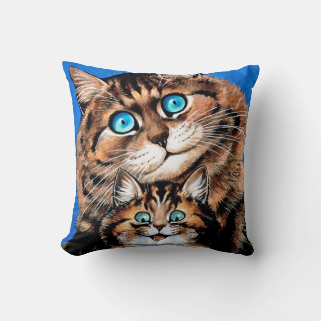 Coussin Chat drôle et chaton, Louis Wain (Recto)