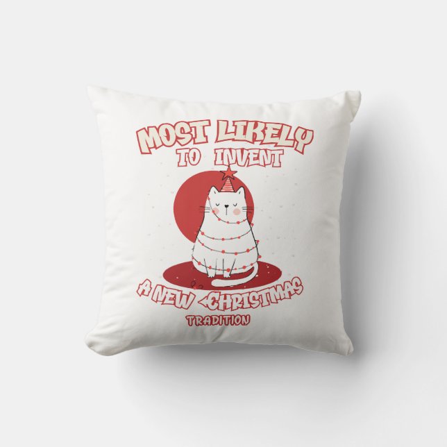 Coussin Chat drôle le plus susceptible d'inventer une nouv (Recto)