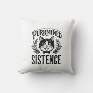 Coussin Chat Drôle Purrminé Sistence Graphique Vintage_1