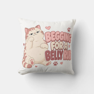 Coussin Chat Drôle Qui Mendie Un Massage Du Ventre Chat
