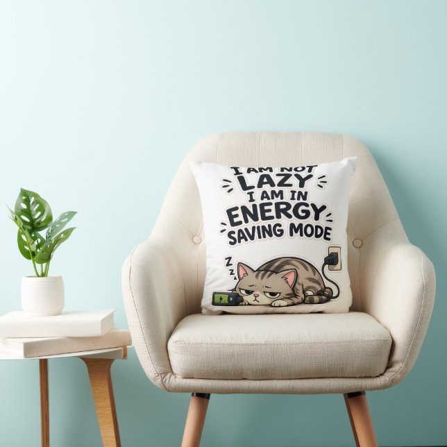 Coussin Chat écossais plié drôle Mode d'économie d'énergie (Chaise)