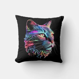 Coussin Chat en néon coloré mignon