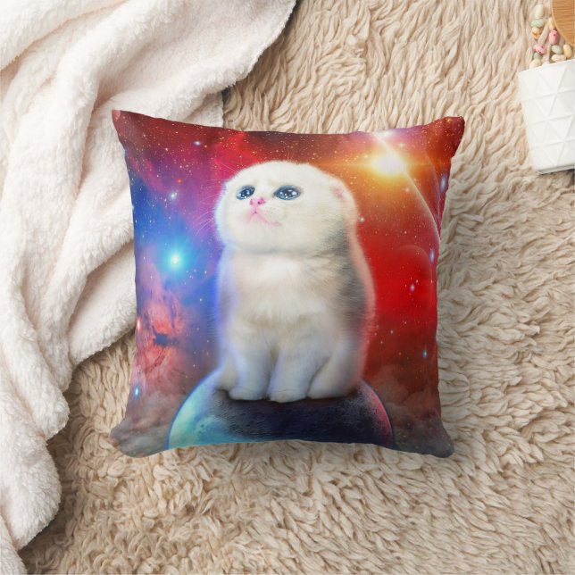 Coussin Chat en train de pleurer dans l'espace (Couverture)