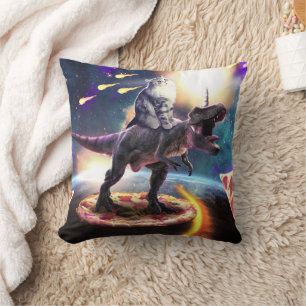 Coussin Chat équitation dinosaure licorne dans l'espace