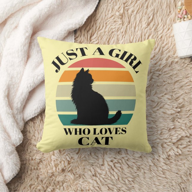 Coussin Chat esthétique Silhouette Retro Pillow (Couverture)