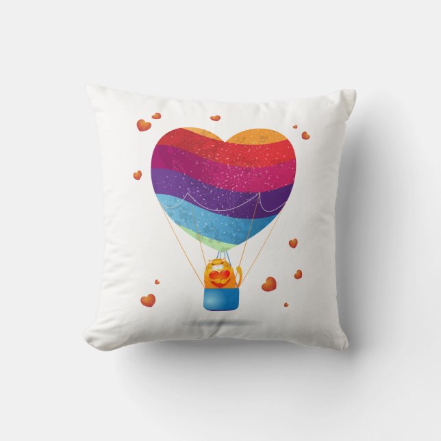 Coussin Chat et ballon d'amour (Recto)