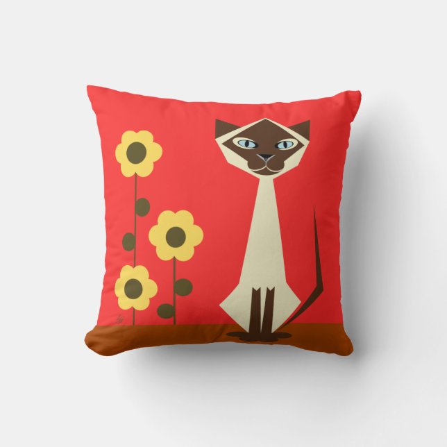 Coussin Chat et fleurs (Recto)