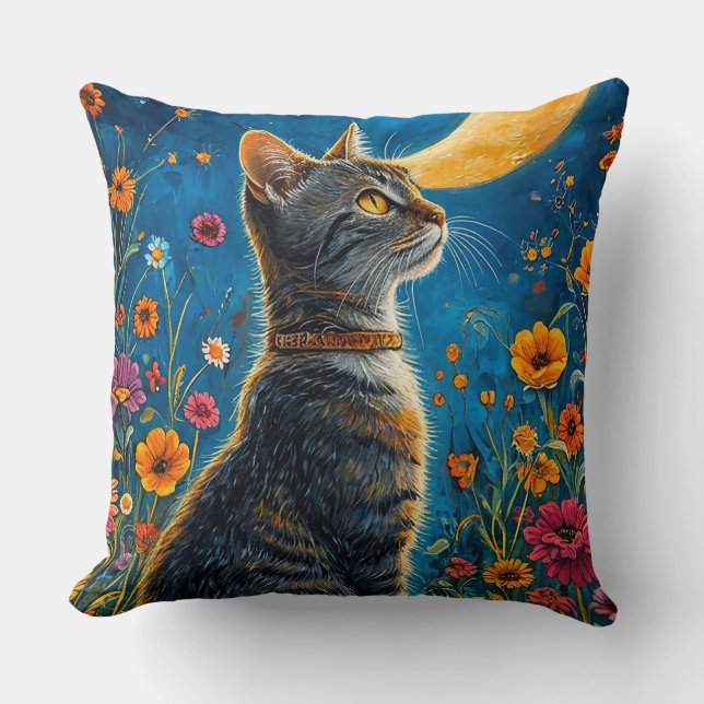 Coussin Chat et lune (Recto)