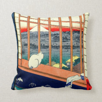 Coussin Chat et mont Fuji 1857