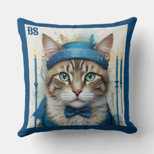 Coussin Chat Festif dans hanoukka joueuse déguisement