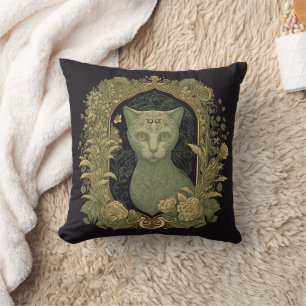 Coussin Chat forestier mystique - Bois