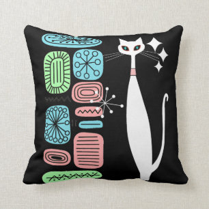 Coussin Chat frais moderne de la rétro moitié du siècle