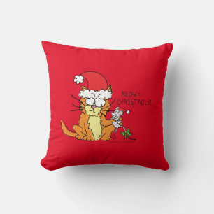 Coussin Chat Funny Noël Cartographie mignonne souris souri