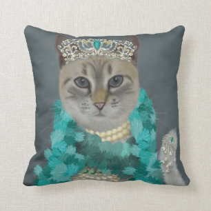 Coussin Chat gris   Orné De Portrait De Cloches