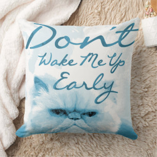 Coussin Chat Grumpy personnalisé - "Ne me réveillez pas tô