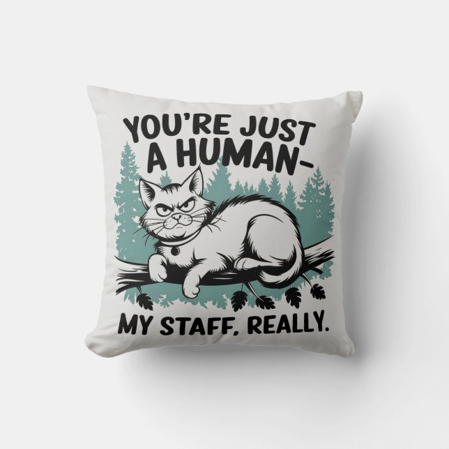 Coussin Chat Grumpy - 'Vous êtes juste un humain, mon pers (Recto)