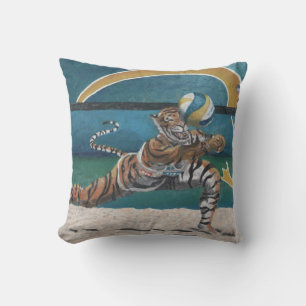 Coussin Chat Guerrier Jouer Beach Volleyball Jeter Pillow