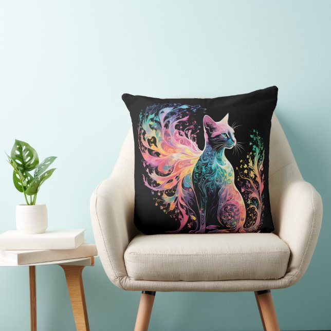 Coussin Chat Holographique Spectral : Un Prisme d'Élégance (Chaise)