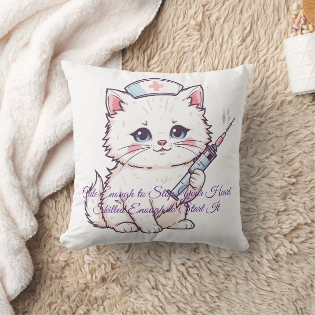 Coussin Chat infirmière personnalisé (Couverture)