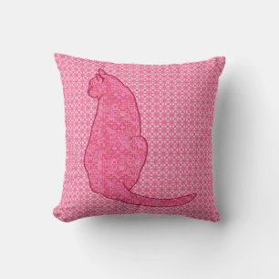 Coussin Chat japonais - Fuchsia Pink Batik