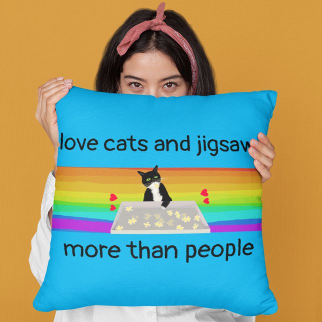 Coussin chat jigsaw vous aimez plus de chats ou puzzles ji (Créateur téléchargé)