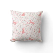 Chat joueur et motif de pelote de laine Rose corai