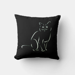 Coussin Chat Kitty blanc simple noir solide arrière