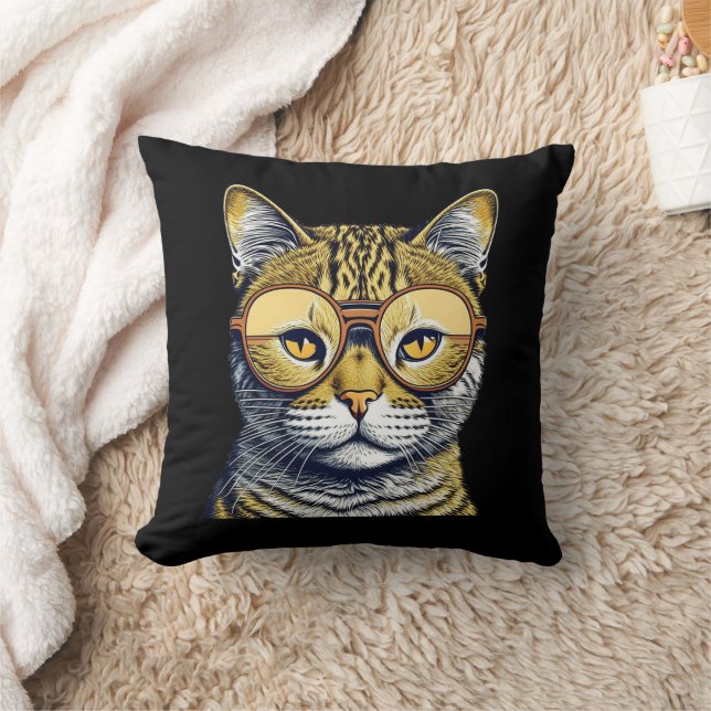 Coussin Chat Kitty Cool avec des Lunettes (Couverture)
