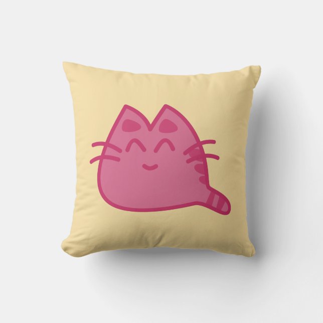 Coussin Chat Kitty Rose souriant (Recto)