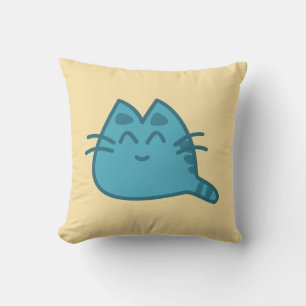 Coussin Chat Kitty souriant bleu
