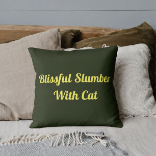 Coussin Chat mignon citation personnalisée vert Animal Fam