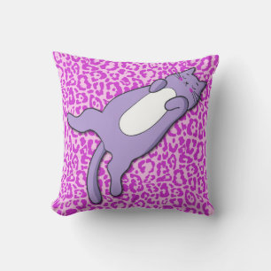 Coussin Chat mignon pourpre dormant