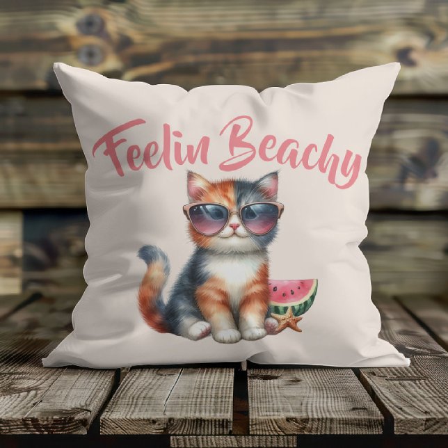 Coussin Chat Mignon qui se Sent à la Plage (Créateur téléchargé)